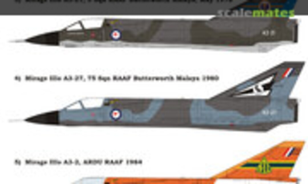 1:144 Dassault Mirage IIIO: RAAF 7 Schemes (Aussie Decals A14453) A14453
