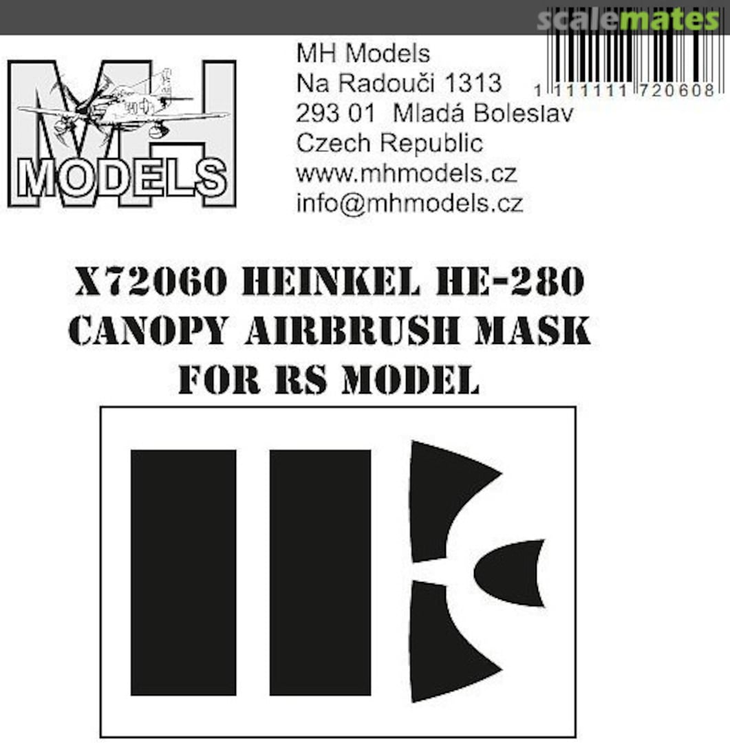Boxart Heinkel He-280 Canopy Airbrush Mask X72060 MH Models Boxart Heinkel He-280 Canopy Airbrush Mask X72060 MH Models