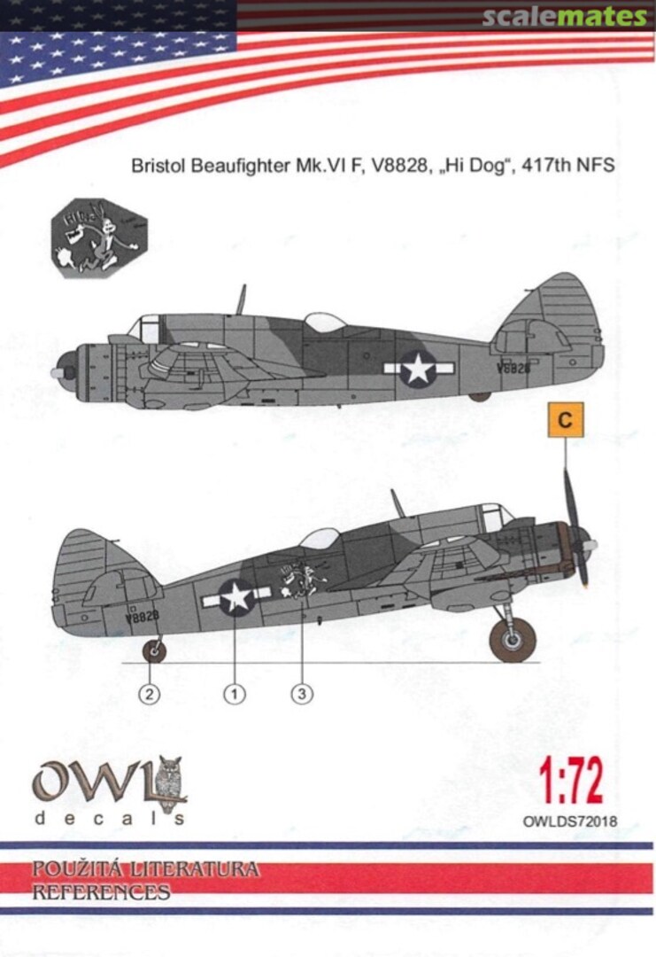 Boxart Bristol Beaufighter Mk. VI F, V8828, "Hi Dog", 417th NFS OWLDS72018 OWL Boxart Bristol Beaufighter Mk. VI F, V8828, "Hi Dog", 417th NFS OWLDS72018 OWL