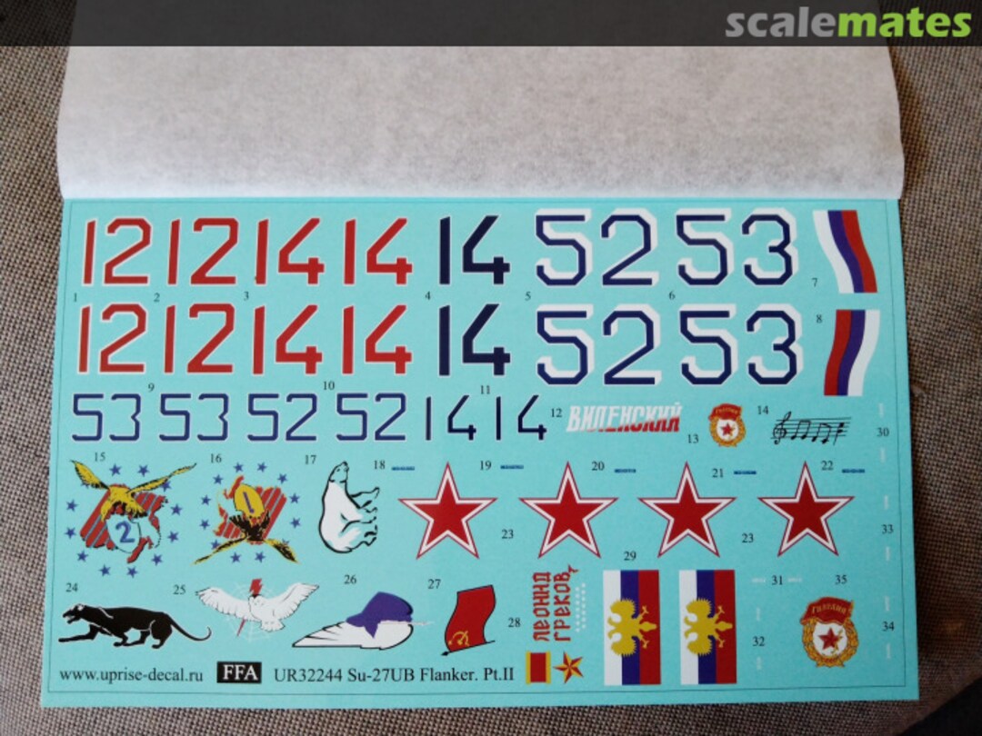 Contents Su-27UB Flanker-B, without stencils UR32244 UpRise Decal Contents Su-27UB Flanker-B, without stencils UR32244 UpRise Decal