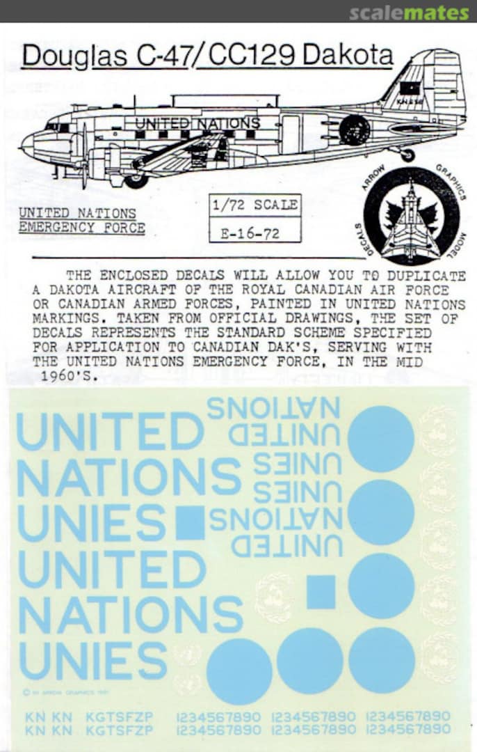 Boxart Douglas C-47/CC-129 Dakota E-16-72 Arrow Graphics