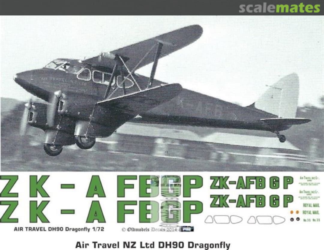 Boxart Air Travel NZ Ltd DH90 OMD0432 Oldmodels Decals Boxart Air Travel NZ Ltd DH90 OMD0432 Oldmodels Decals