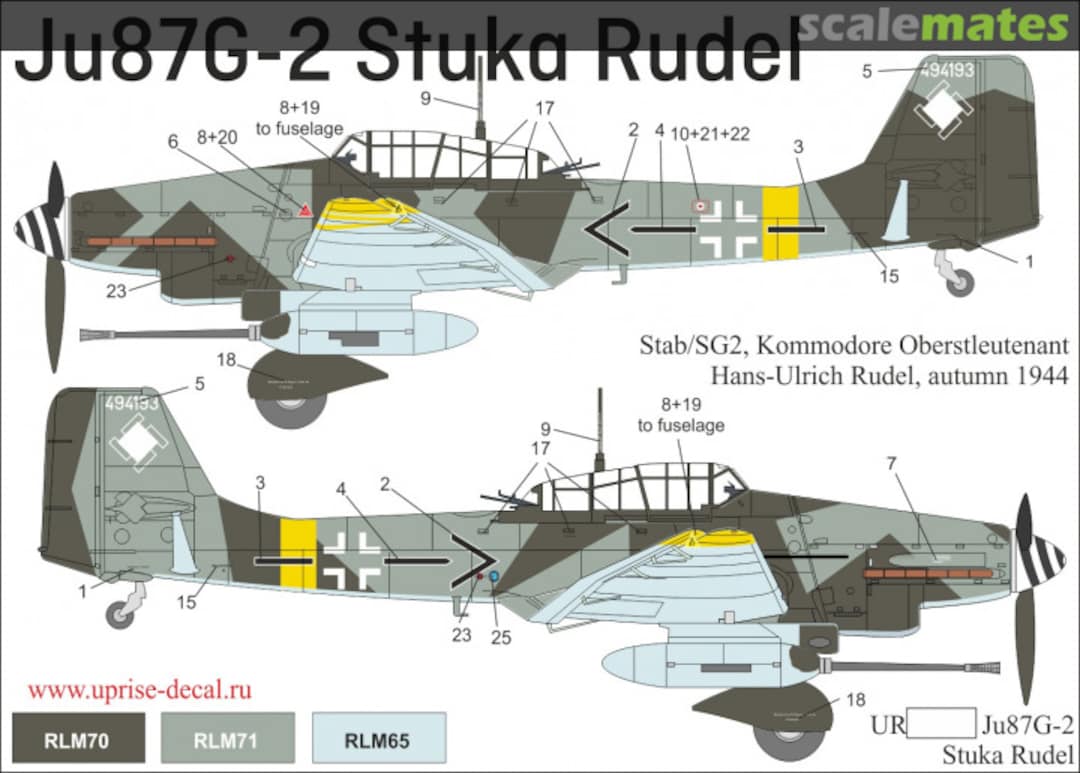 Boxart Ju87G-2 Stuka Rudel'44 with stencils UR48143 UpRise Decal Boxart Ju87G-2 Stuka Rudel'44 with stencils UR48143 UpRise Decal