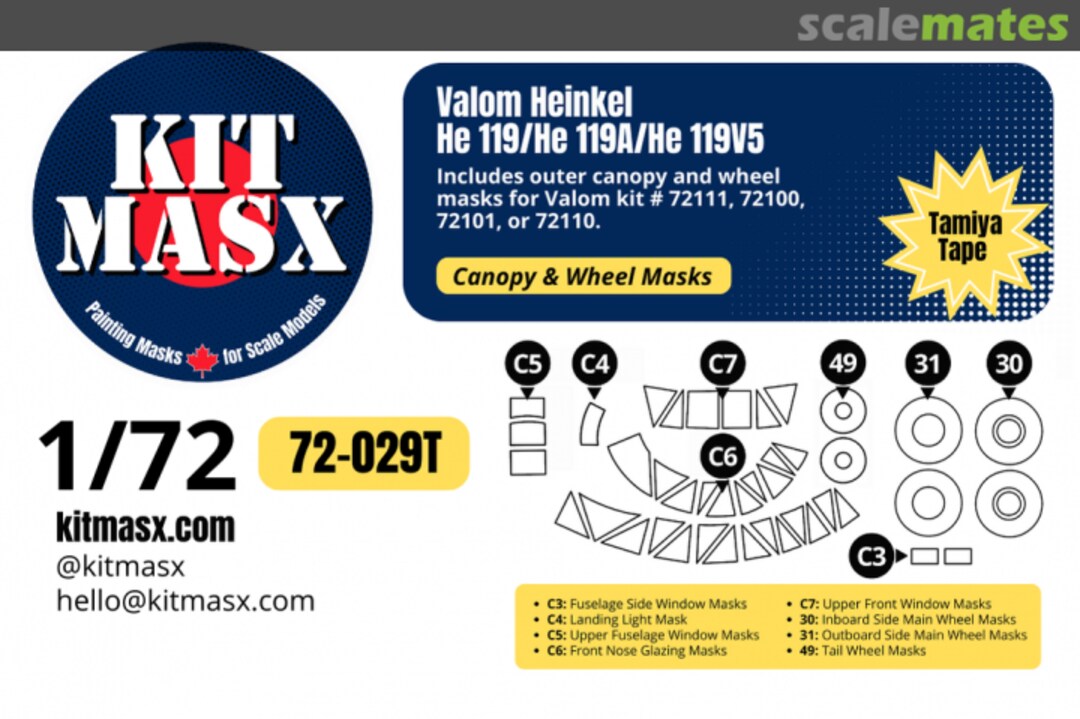 Boxart Heinkel He 119/He 119A/ He 119V5, canopy & wheel Masks 72-029T Kit Masx Boxart Heinkel He 119/He 119A/ He 119V5, canopy & wheel Masks 72-029T Kit Masx