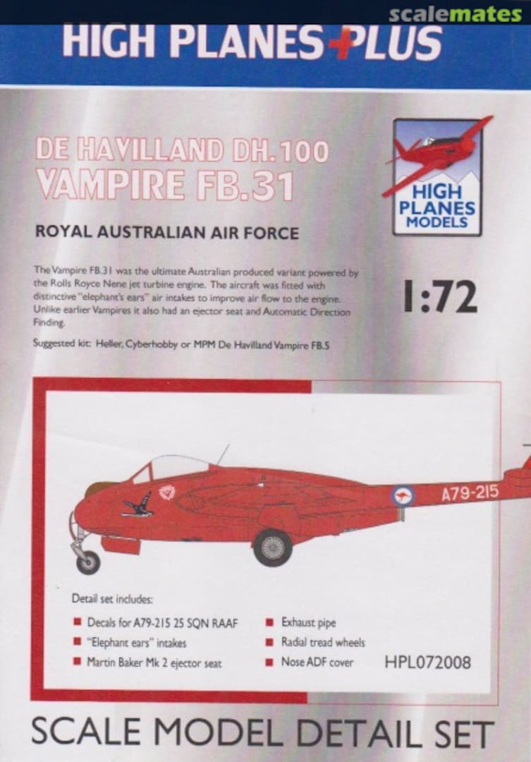 Boxart De Havilland DH.100 Vampire FB.31 HPL072008 High Planes Models Boxart De Havilland DH.100 Vampire FB.31 HPL072008 High Planes Models