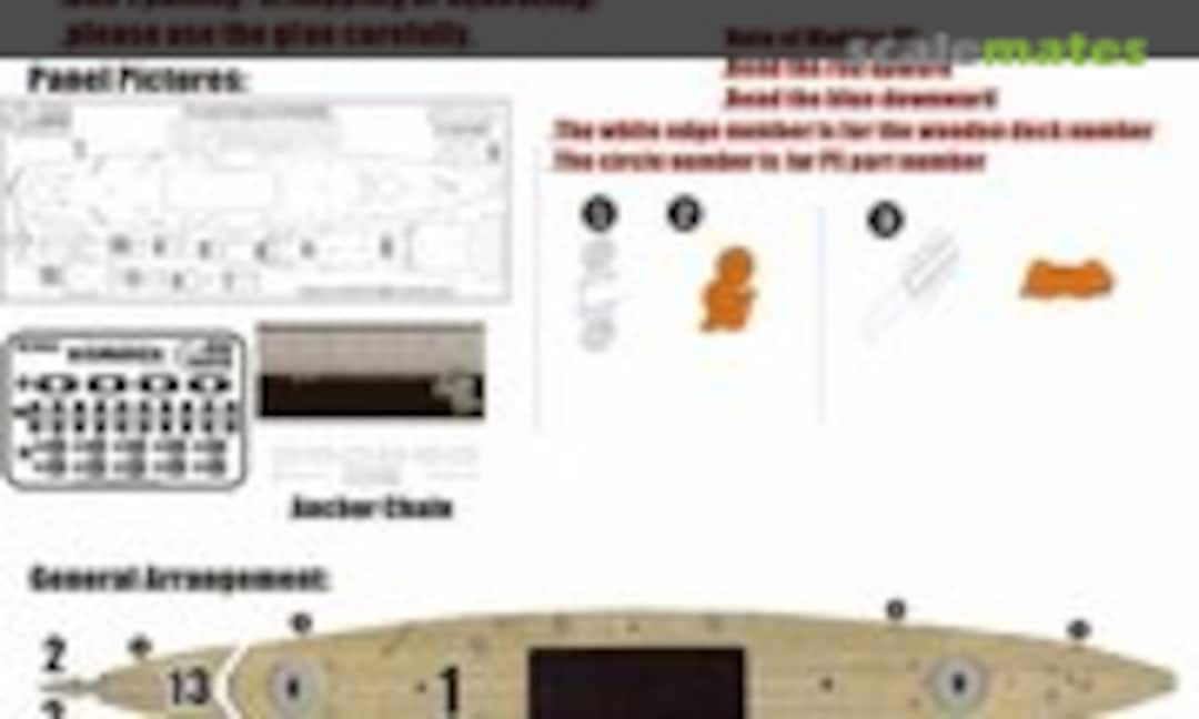 1:700 German Navy Battleship Bismarck Wooden Deck (Wood Hunter W70062) W70062