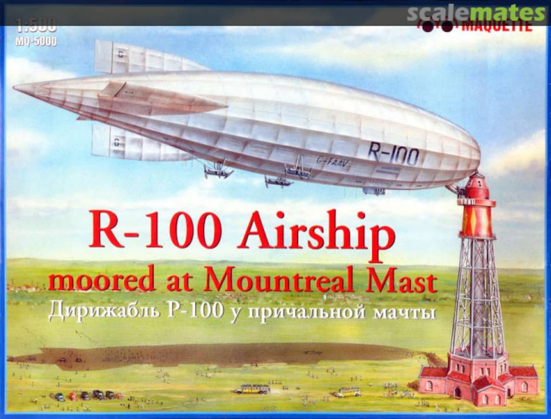 Boxart R-100 Airship moored at Mountreal Mast MQ-5000 Maquette Boxart R-100 Airship moored at Mountreal Mast MQ-5000 Maquette