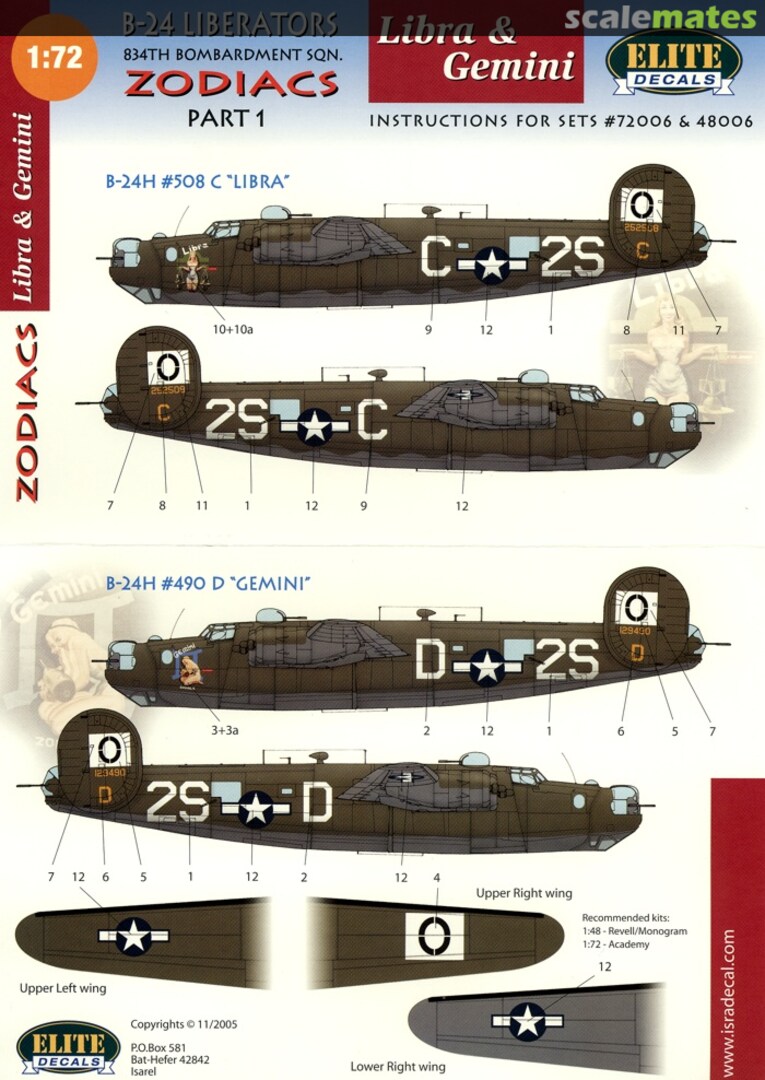 Boxart B-24 Liberators - 834th BS - Zodiacs Part 1 48006 Elite Decals Boxart B-24 Liberators - 834th BS - Zodiacs Part 1 48006 Elite Decals