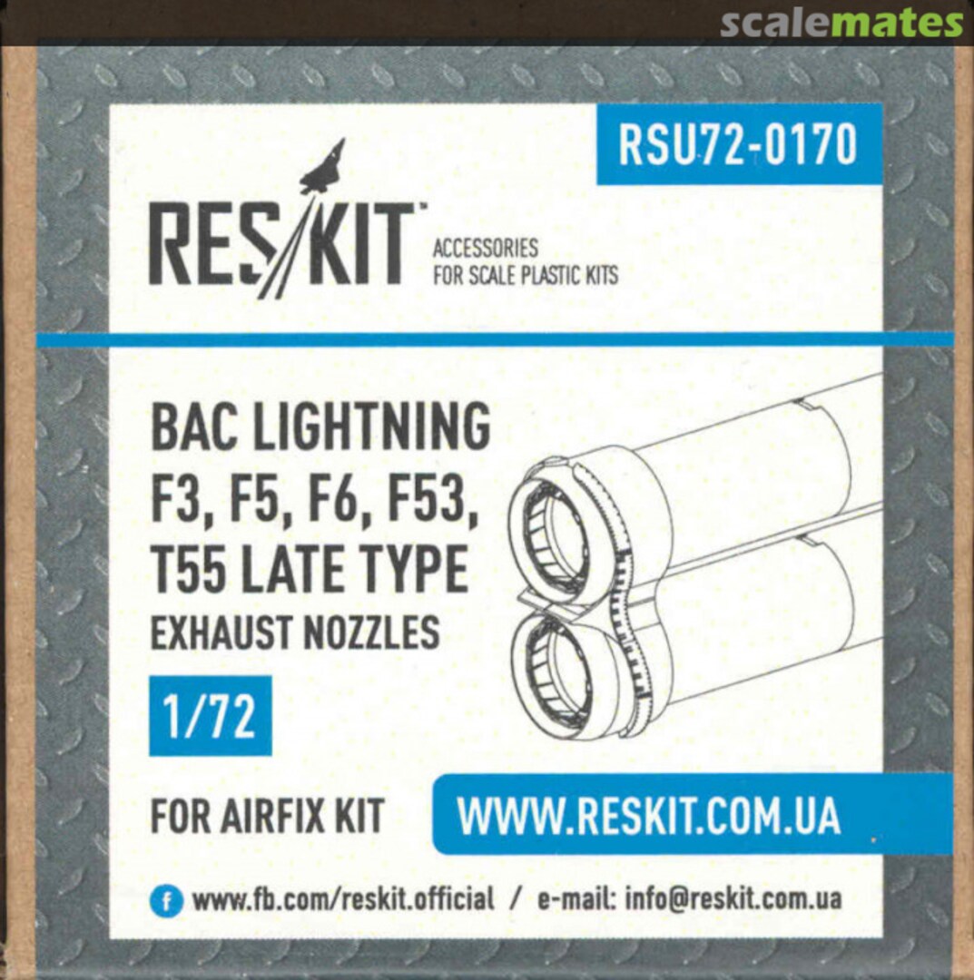Boxart BAC Lightning F.3, F.5, F.6, F.53, T.55 late type exhaust nozzles RSU72-0170 ResKit Boxart BAC Lightning F.3, F.5, F.6, F.53, T.55 late type exhaust nozzles RSU72-0170 ResKit