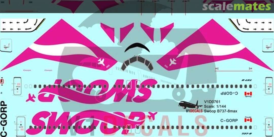 Boxart Swoop Boeing 737-8 MAX V1D0761-144 V1 Decals Boxart Swoop Boeing 737-8 MAX V1D0761-144 V1 Decals