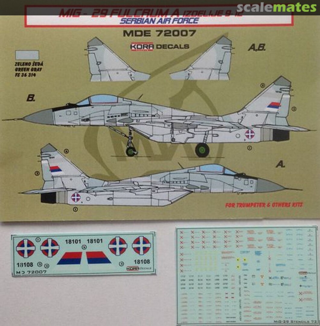 Contents MIG-29 Fulcrum A Izdelije 9-12 MDE72007 Kora Models Contents MIG-29 Fulcrum A Izdelije 9-12 MDE72007 Kora Models