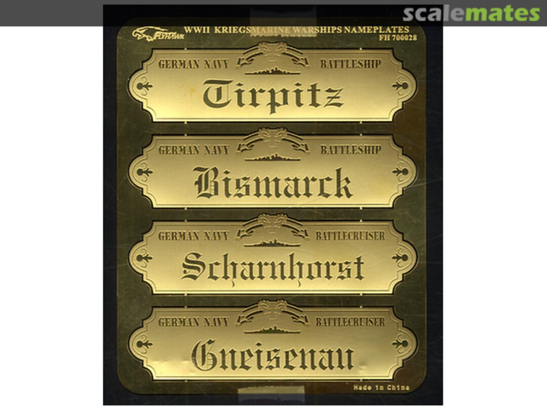 Boxart WWII Kriegsmarine Warship Nameplates I FH700028 FlyHawk Model