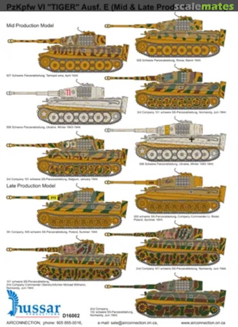 Boxart Tiger I Mid/Late Decals HSD16002 Hussar Productions Boxart Tiger I Mid/Late Decals HSD16002 Hussar Productions