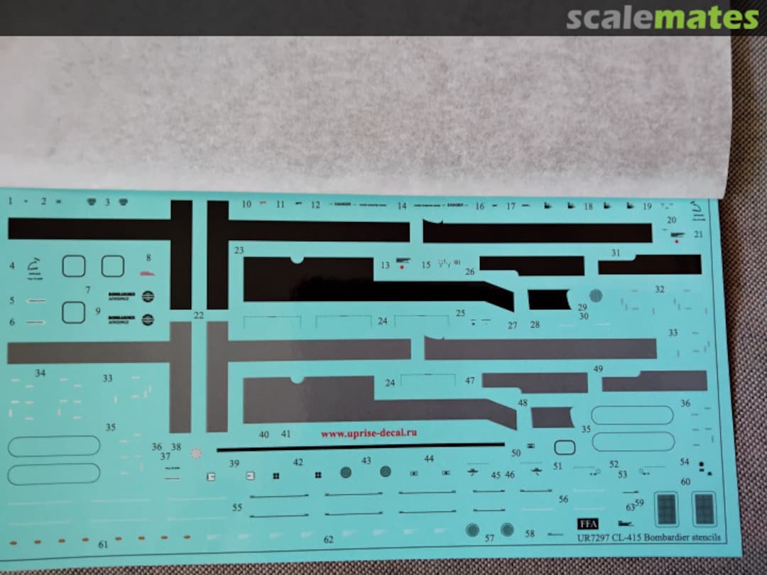 Contents CL-415 Bombardier Water Bomber with stencils UR7297 UpRise Decal Contents CL-415 Bombardier Water Bomber with stencils UR7297 UpRise Decal