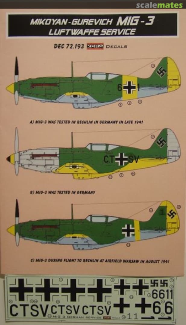 Boxart Mikoyan-Gurevich MiG-3 DEC72193 Kora Models Boxart Mikoyan-Gurevich MiG-3 DEC72193 Kora Models