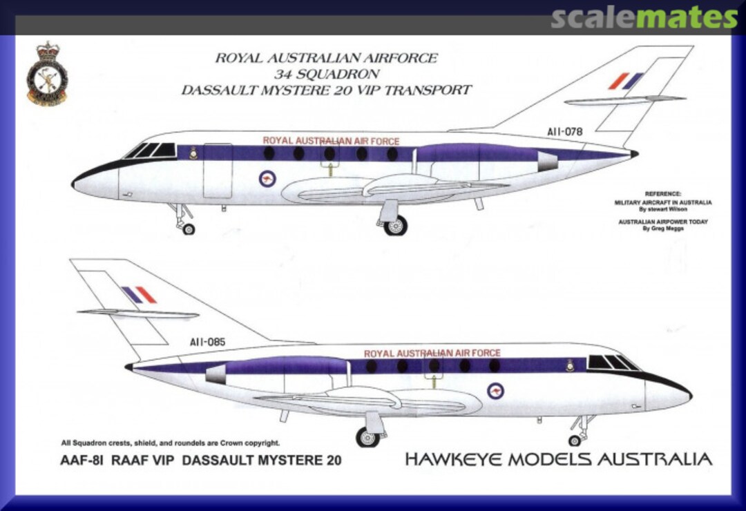 Boxart RAAF, Dassault Mystere 20, 34 Sqn. VIP Transport AAF-081 Hawkeye Models Boxart RAAF, Dassault Mystere 20, 34 Sqn. VIP Transport AAF-081 Hawkeye Models