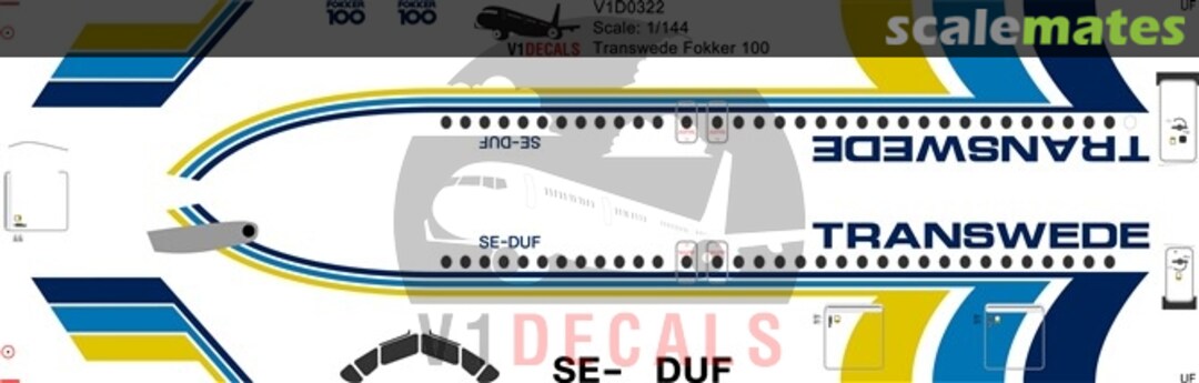 Boxart Transwede Fokker F-100 V1D0332-144 V1 Decals Boxart Transwede Fokker F-100 V1D0332-144 V1 Decals