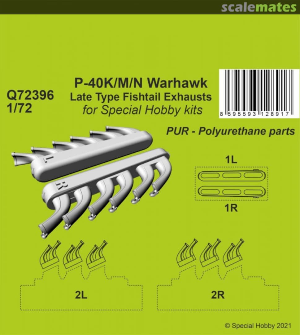 Boxart P-40K/M/N Warhawk Late Type Fishtail Exhausts Q72396 CMK