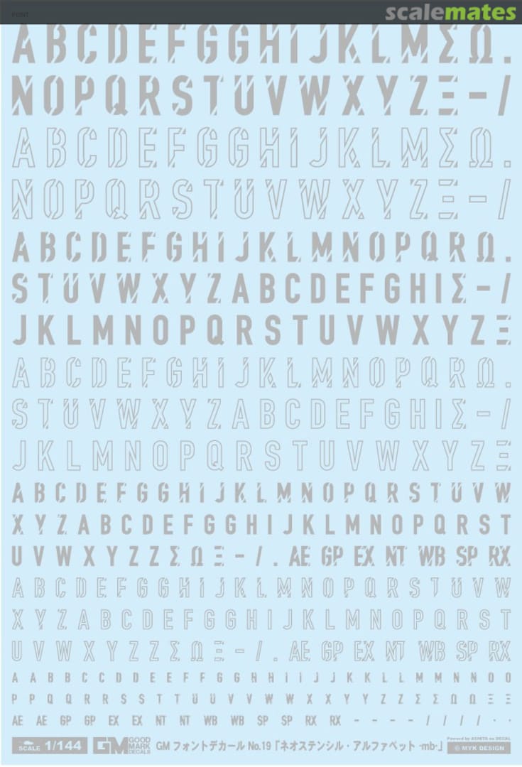 Boxart GM Font Decal No.19 Neo Stencil Alphabet -mb- Light Gray GM-903 MYK Design Boxart GM Font Decal No.19 Neo Stencil Alphabet -mb- Light Gray GM-903 MYK Design