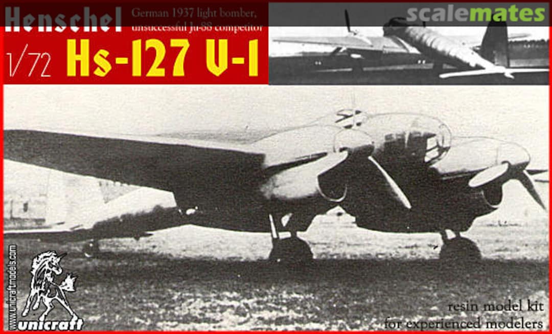 Boxart Henschel Hs 127 V-1 Unicraft Models Boxart Henschel Hs 127 V-1 Unicraft Models