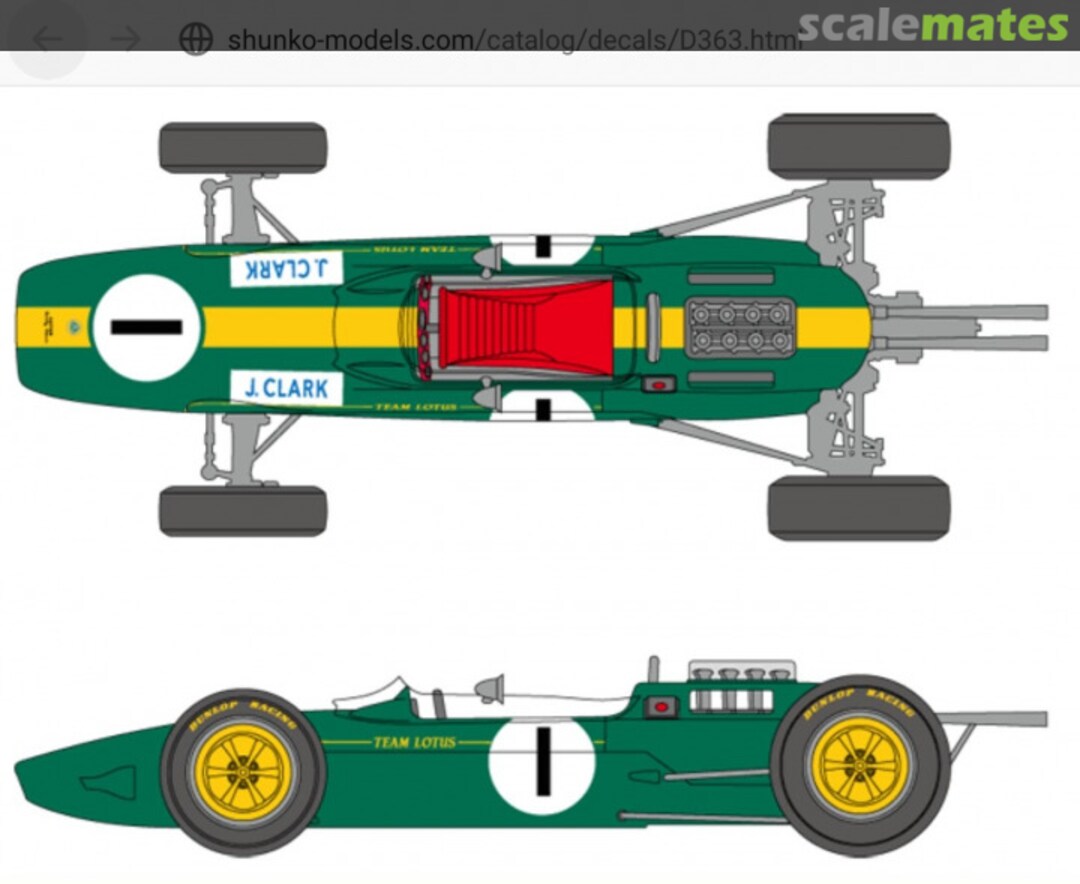 Boxart Lotus type 25 Coventry Climax Team Lotus #1, 8, 4, 18, 23 SHK-D363 Shunko Models