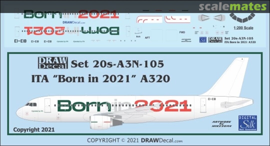 Boxart ITA “Born in 2021” A320 20-A3N-105 Draw Decal