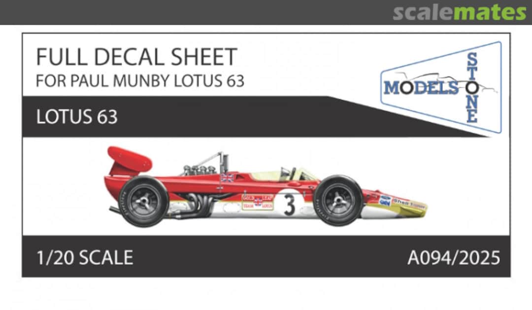 Boxart Full Decal Sheet for Paul Munby Lotus 63 A094/2024 Stone Models Boxart Full Decal Sheet for Paul Munby Lotus 63 A094/2024 Stone Models