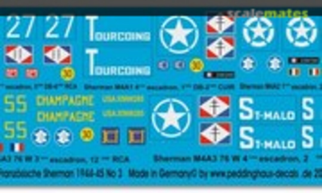 1:72 Sherman Tanks of the FFF in Normandy No 3 (Peddinghaus-Decals EP 2053) EP 2053