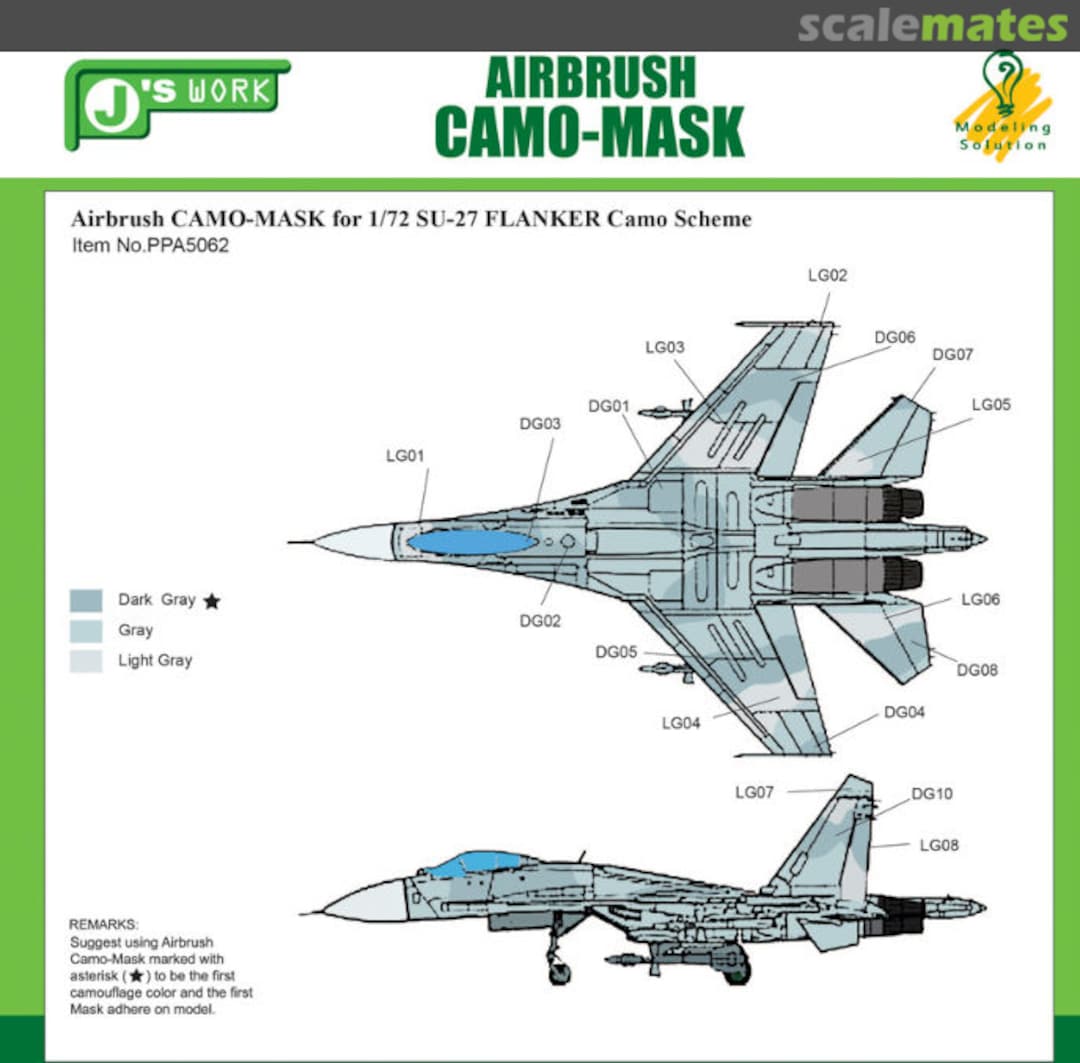 Boxart Airbrush CAMO-MASK for SU-27 FLANKER Camo PPA5062 J's Work Boxart Airbrush CAMO-MASK for SU-27 FLANKER Camo PPA5062 J's Work