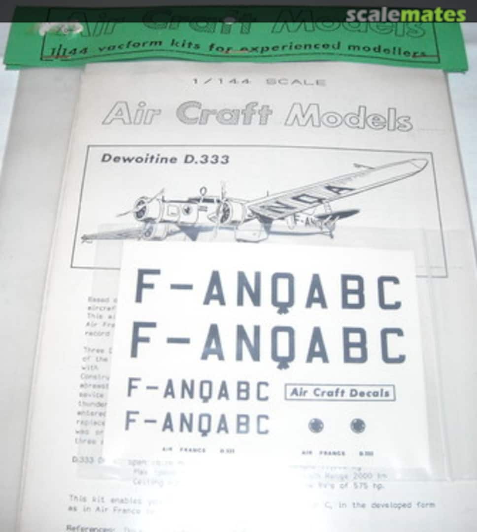 Boxart Dewoitine D.333 402 Air Craft Models Boxart Dewoitine D.333 402 Air Craft Models