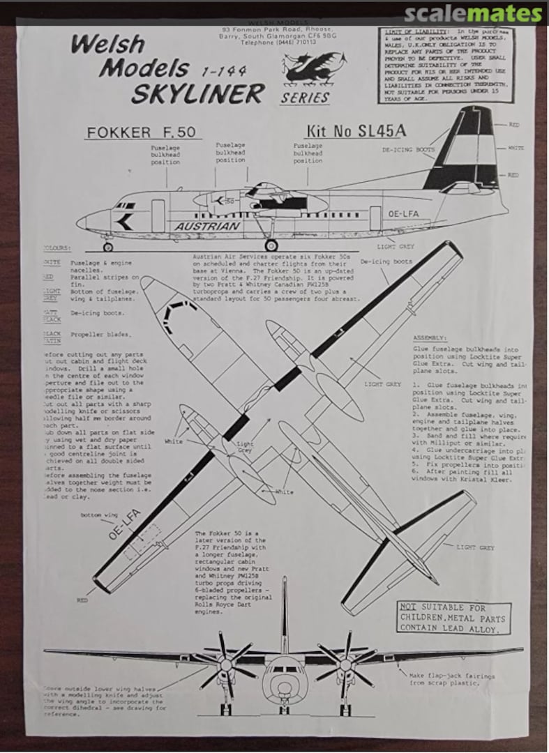 Boxart Fokker 50 SL045A Welsh Models Boxart Fokker 50 SL045A Welsh Models