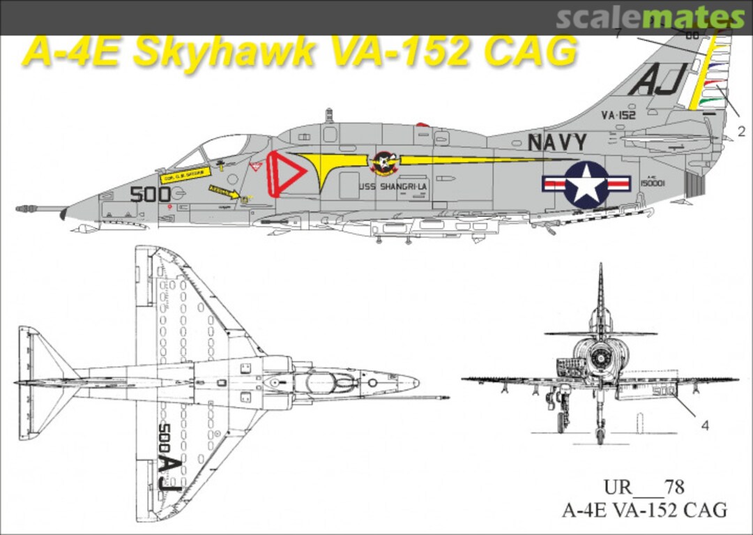 Boxart A-4E Skyhawk VA-152 CAG+stencils UR7278 UpRise Decal