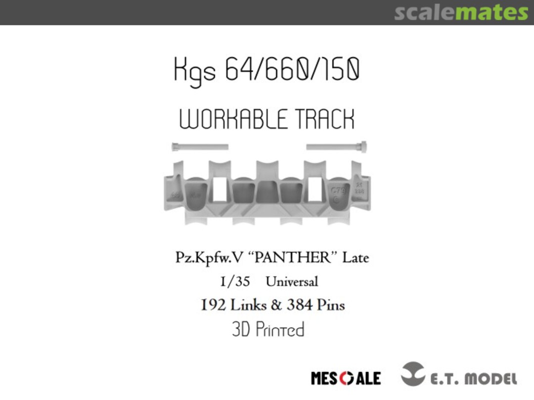 Boxart WWII German Pz.Kpfw.V "PANTHER" Late Workable Track(3D Printed) P35-001 E.T. Model