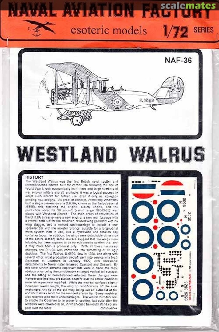 Boxart Westland Walrus NAF-36 Esoteric Models Boxart Westland Walrus NAF-36 Esoteric Models