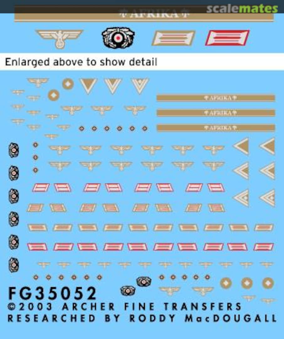 Boxart Afrika Korps Heer uniform patches for artillery troops FG35052C Archer