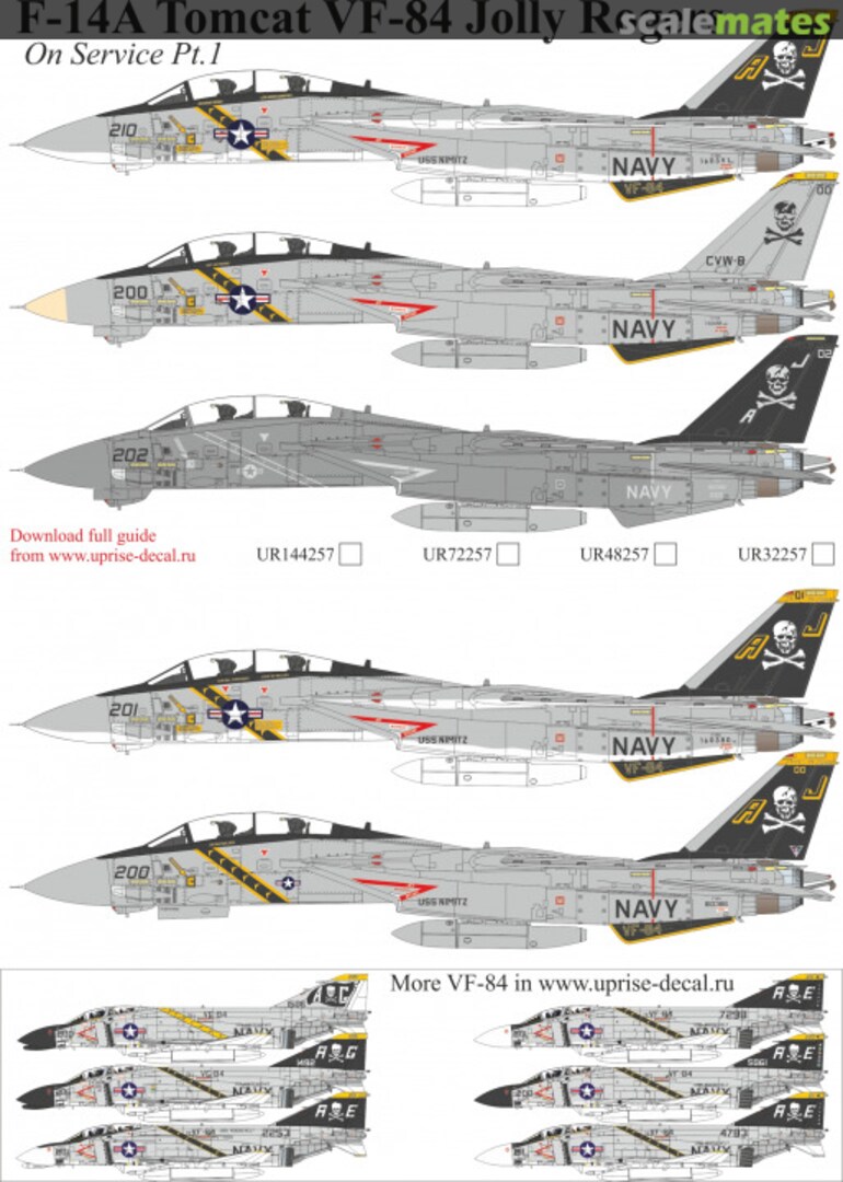 Boxart F-14A Tomcat VF-84 Jolly Rogers On service Pt.1, FFA - removable film UR72257 UpRise Decal Boxart F-14A Tomcat VF-84 Jolly Rogers On service Pt.1, FFA - removable film UR72257 UpRise Decal