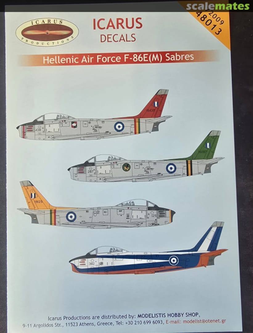 Boxart Hellenic Air Force F-86E(M) Sabres 48013 Icarus Productions Boxart Hellenic Air Force F-86E(M) Sabres 48013 Icarus Productions