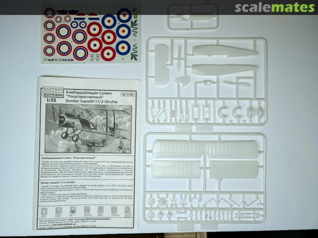 Contents Bomber Sopwith 1 1/2 - Strutter 72158 Eastern Express Contents Bomber Sopwith 1 1/2 - Strutter 72158 Eastern Express
