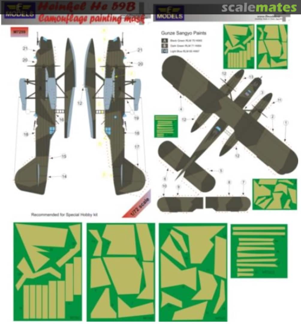 Boxart Heinkel He.59B camouflage pattern paint mask M7259 LF Models