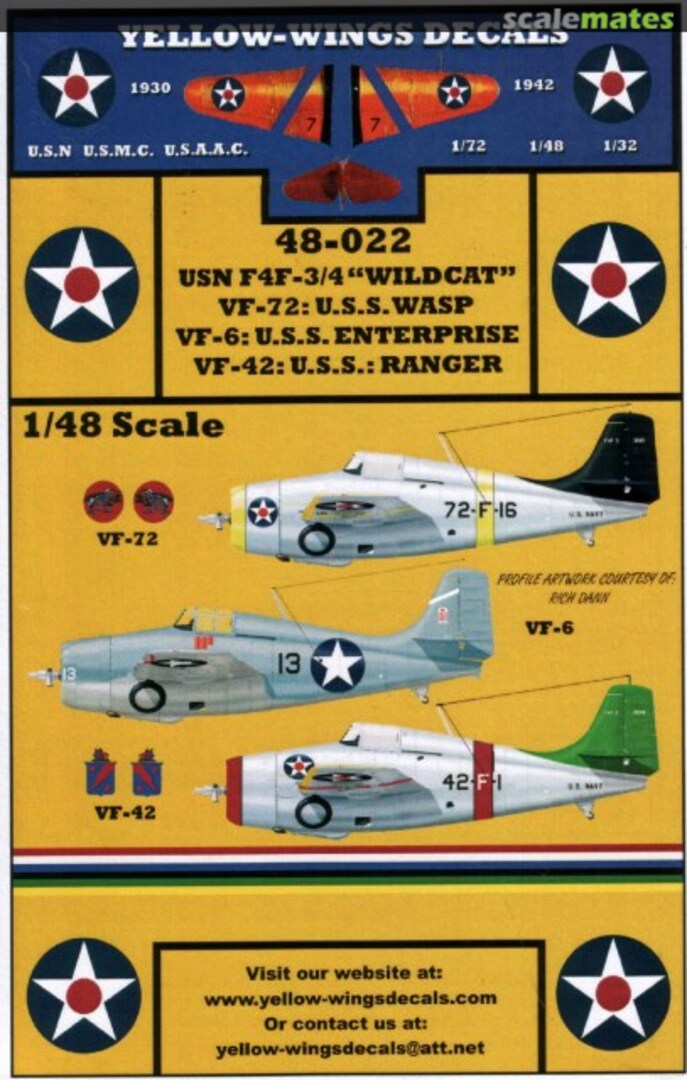 Boxart USN F4F-3/4 "Wildcat" 48-022 Yellow-Wings Decals Boxart USN F4F-3/4 "Wildcat" 48-022 Yellow-Wings Decals