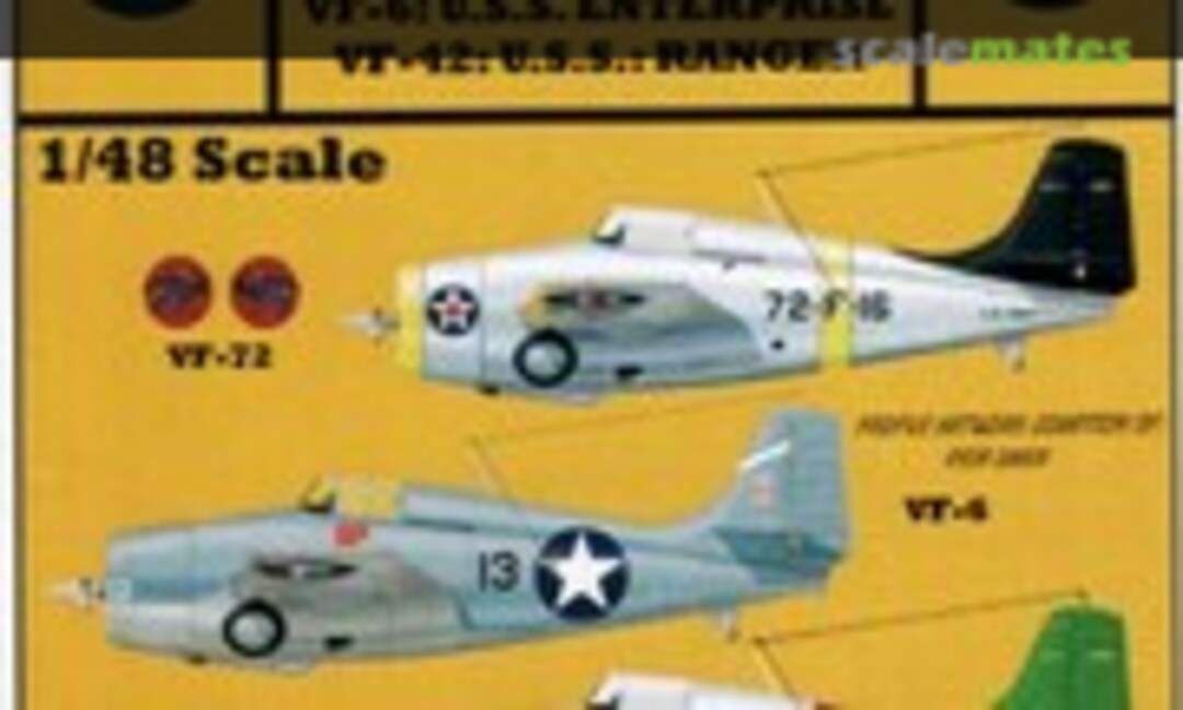 1:48 USN F4F-3/4 "Wildcat" (Yellow-Wings Decals 48-022) 48-022