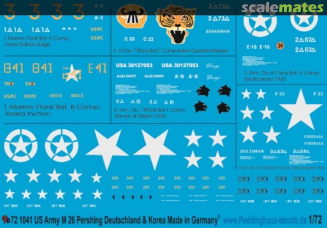 Boxart M 26 Pershing Kampfpanzer 2. WK und Korea EP 1041 Peddinghaus-Decals