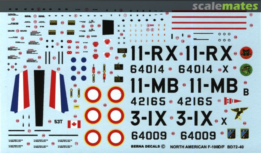 Boxart North American F-100 D/F Super Sabre BD 72-40 Berna Decals