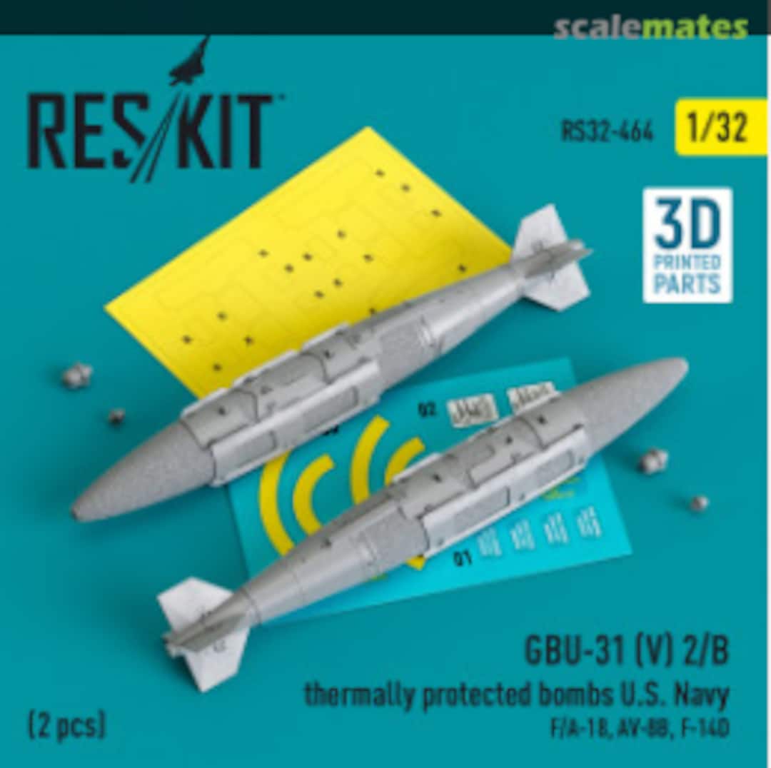 Boxart GBU-31 (V) 2/B thermally protected bombs U.S. Navy (2 pcs) RS32-0464 ResKit Boxart GBU-31 (V) 2/B thermally protected bombs U.S. Navy (2 pcs) RS32-0464 ResKit