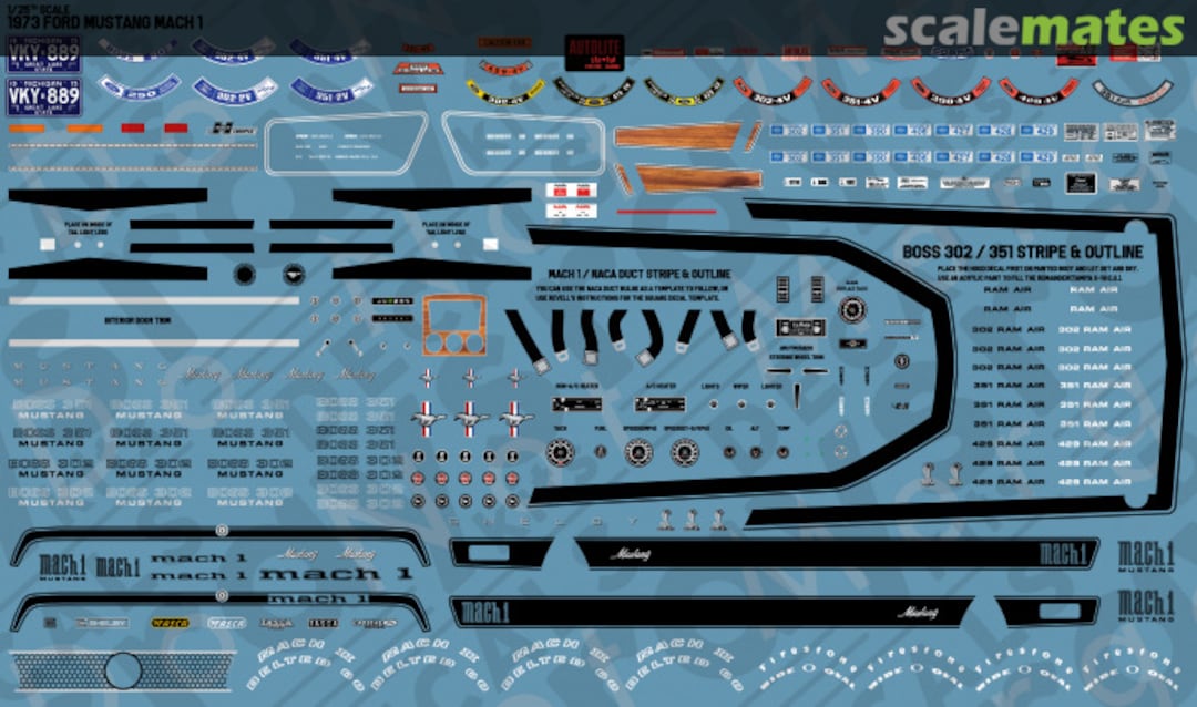Boxart 1973 Ford Mustang Mach 1 RKD377 Rays Kits Decals Boxart 1973 Ford Mustang Mach 1 RKD377 Rays Kits Decals