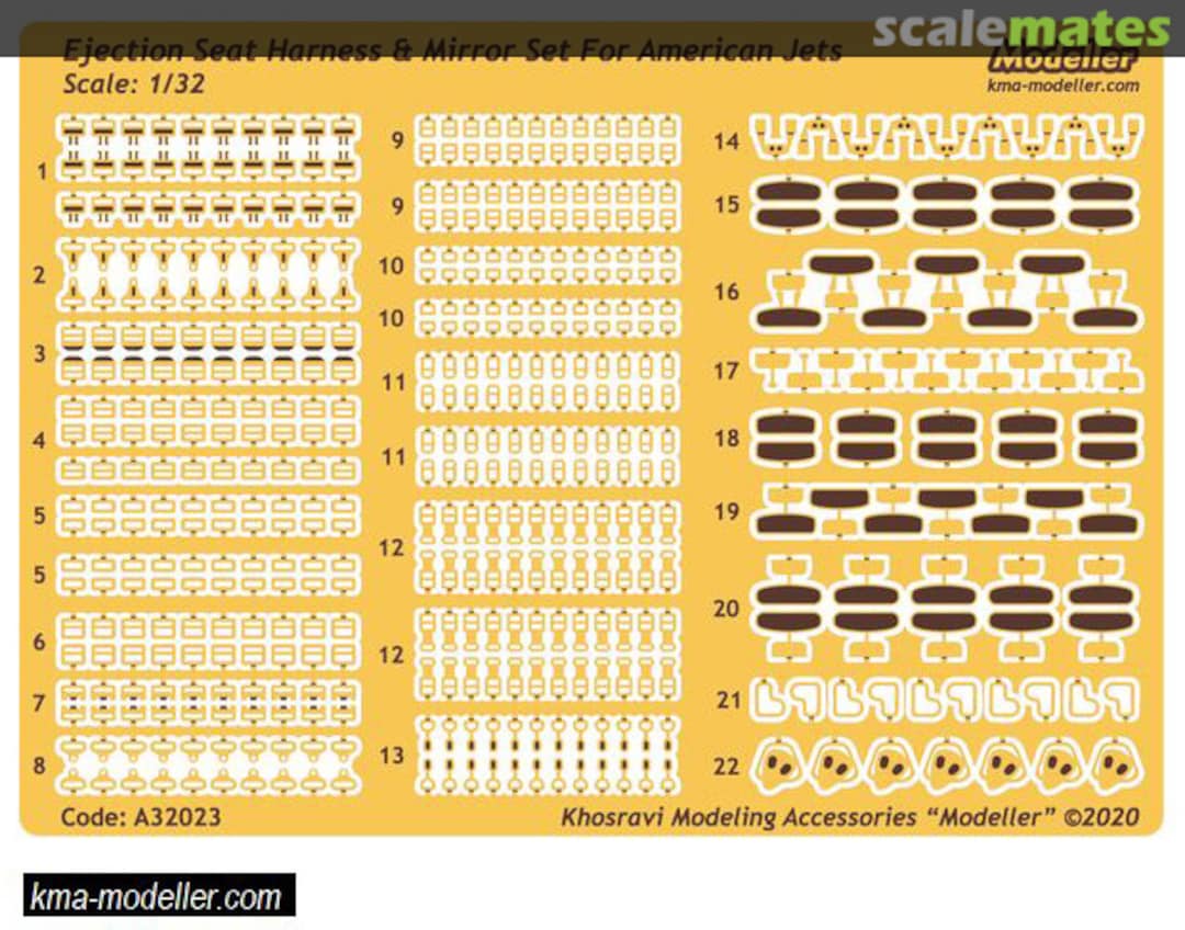 Boxart Ejection Seat Harness & Mirror Set For American Jets A32023 Modeller