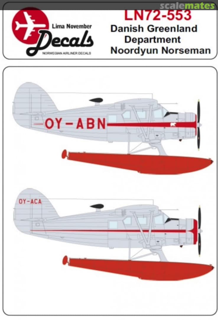 Boxart Danish Greenland Department Nordyun Norseman LN72-553 Lima November Decals Boxart Danish Greenland Department Nordyun Norseman LN72-553 Lima November Decals