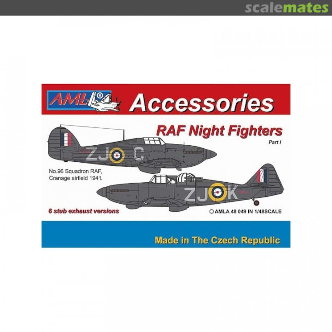 Boxart Hurricane Mk.I & Defiant Mk.I – 6 stub exhaust versions / Part I AMLA 48 049 AML Boxart Hurricane Mk.I & Defiant Mk.I – 6 stub exhaust versions / Part I AMLA 48 049 AML