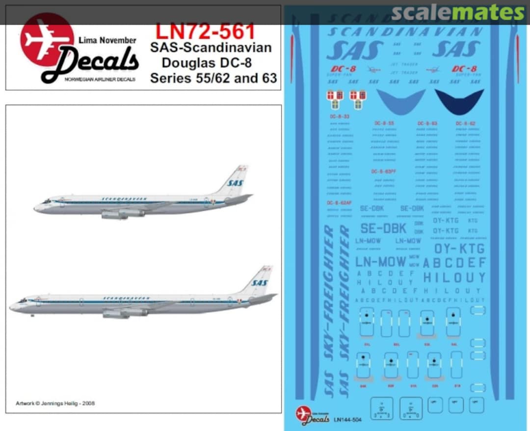 Boxart SAS Douglas DC-8-55/DC-8-62/DC-8-63 LN72-561 Lima November Decals Boxart SAS Douglas DC-8-55/DC-8-62/DC-8-63 LN72-561 Lima November Decals
