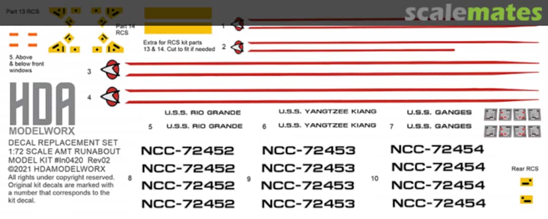 Boxart Runabout Replacement Decals IN0420 HDA Modelworx